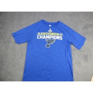 NHL St Louis Blues 2019 Stanley Cup Champions Shirt Mens Medium Blue Raglan Tee